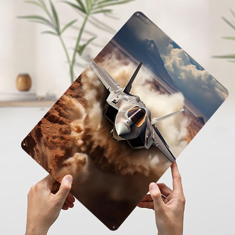 F35 Fighter Poster Customized Wall Art Vintage Metal Signs Retro Tin Plaque for Man Cave Interior Decoration Living Room Decor 7.9x11.8In(20x30cm)