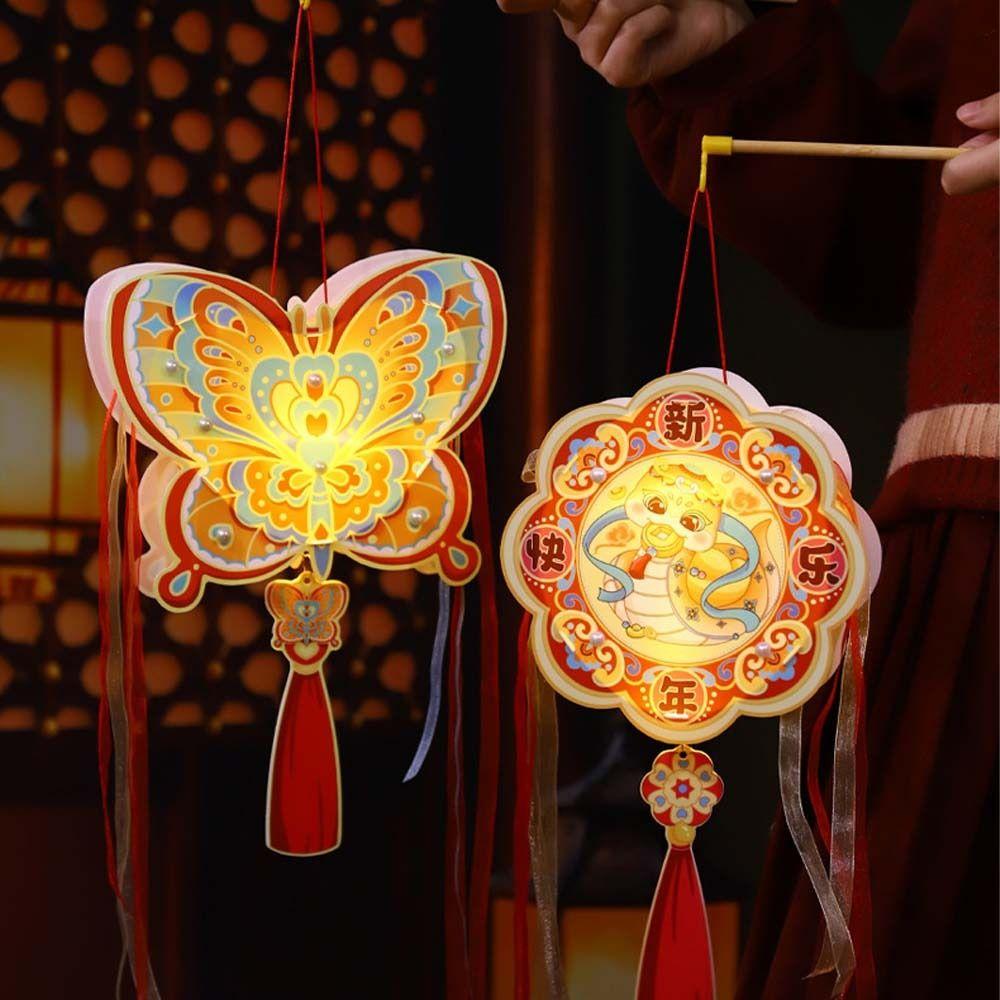 Traditional 2025 Snake Year Portable Lantern PVC Children Handheld Lantern  Mid-Autumn Festival