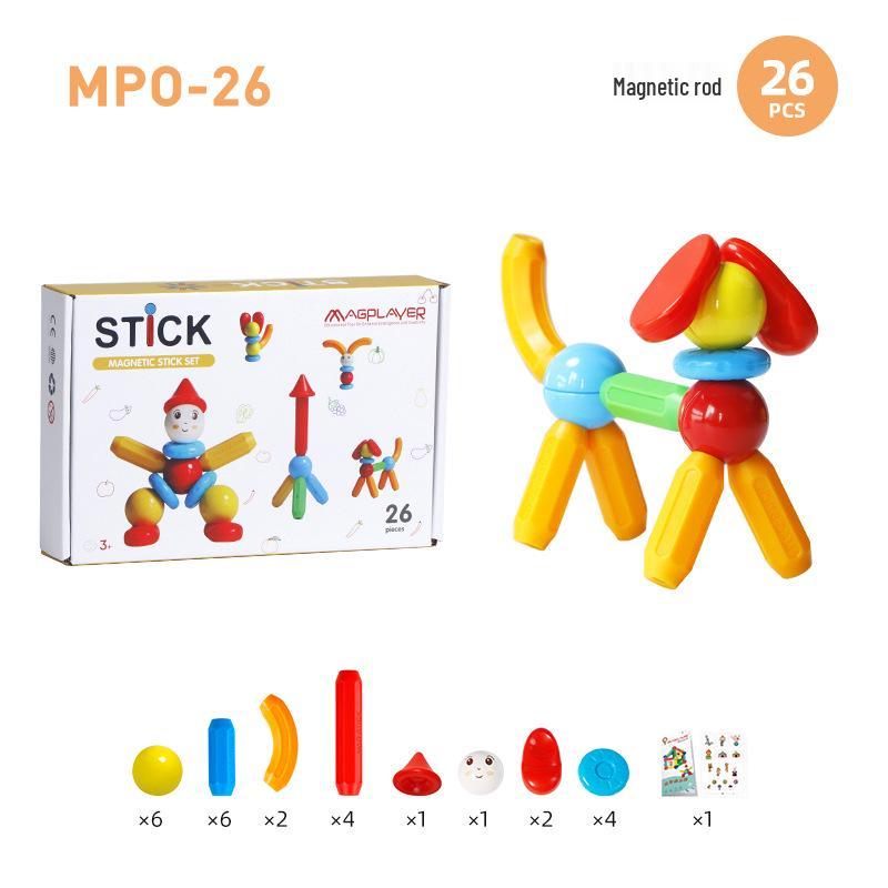 

MAGPLAYER Магнитные палочки-конструктор с крупными деталями - Детская развивающая игрушка для сборки.