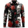 Halloween Thema Mannen Halloween Kostuums Schedels Shirt Knoopsluiting Shirt Casual Overhemd Lange Mouw Donkere Gotische Stijl Tops