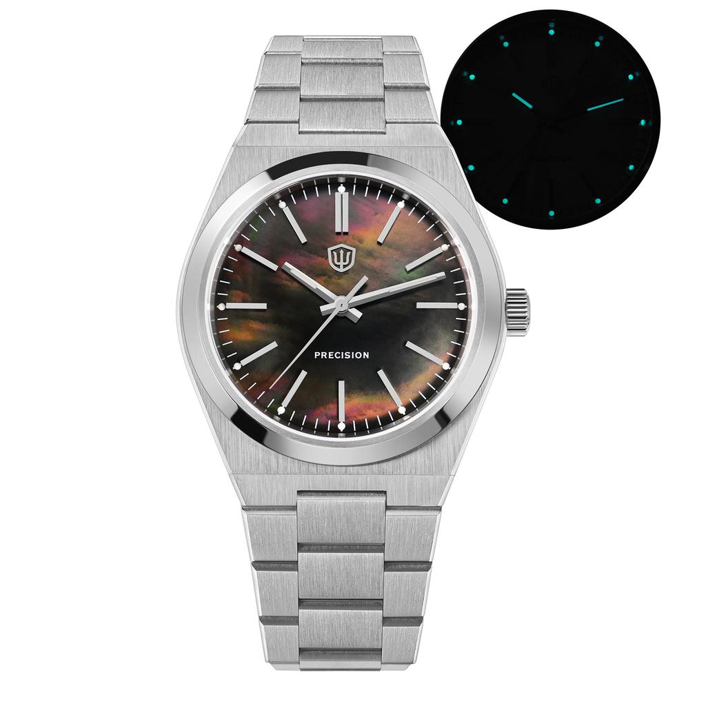 Watchdives WD0012B Watch VH31 Sweep Quartz 37mm Slim 9.35mm Sapphire AR 100M Water Resistant Super-LumiNova BGW9 Watches