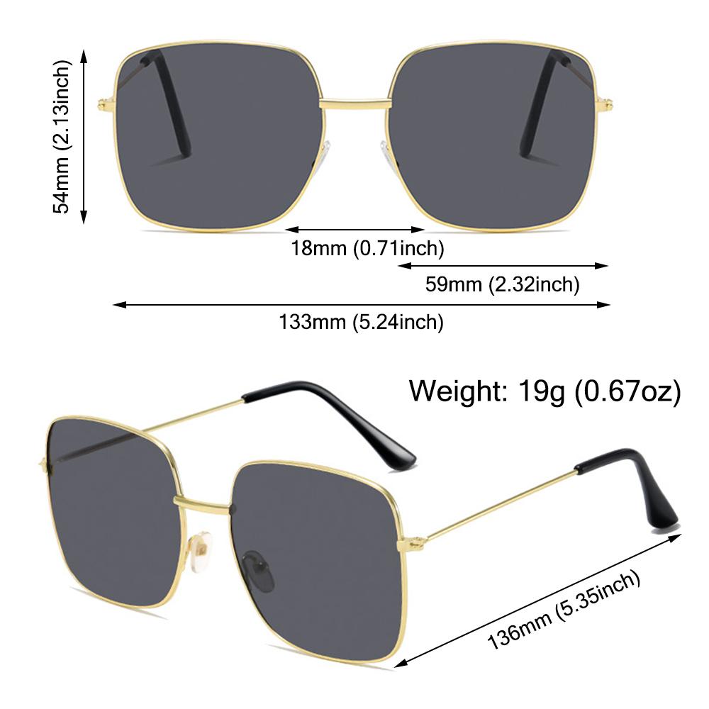 Large Frame Metal Square Sunglasses Korean Style Ocean Lens Shades  for Women & Men