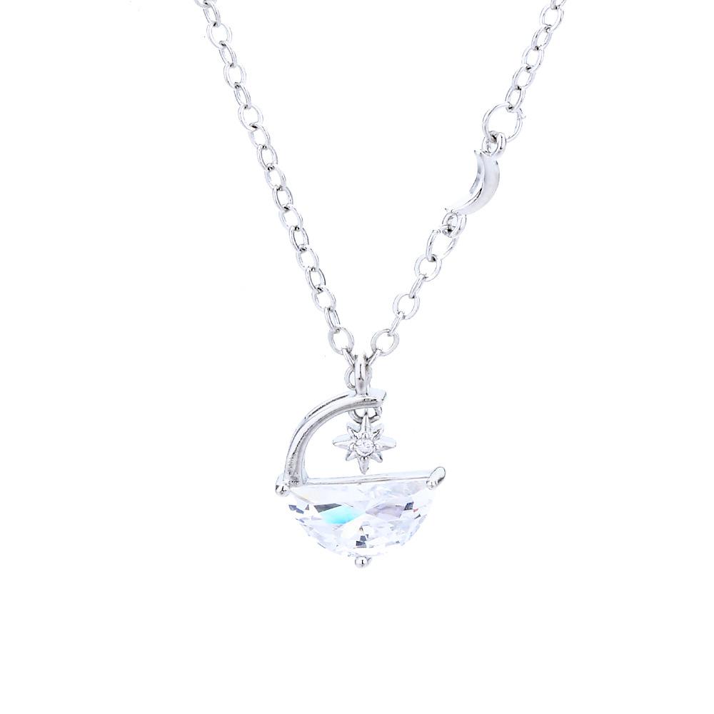 

Прозрачное весеннее ожерелье в форме полумесяца для женщин, легкое роскошное супер-сверкающее циркониевое ожерелье-цепочка со звездной луной, подарок лучшему другу на День святого Валентина