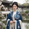 Semi-Transparent Embroidery Round Fan Chinese Style Vintage Hand Fan Dance Fan  Wedding