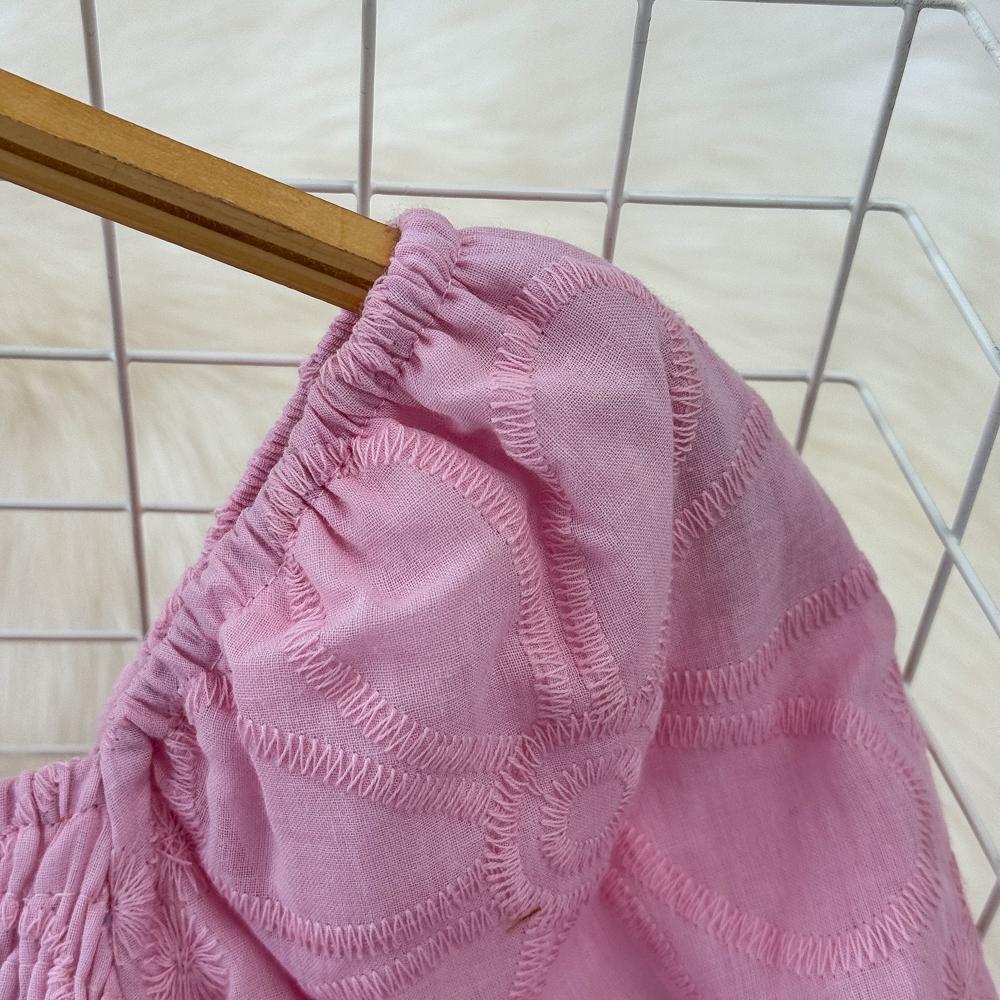 Fashion Dress for Women Square Collar Puff Sleeve A-line Floral Texture Vestido Womens Solid Color Folds Dresses Summer Dropship