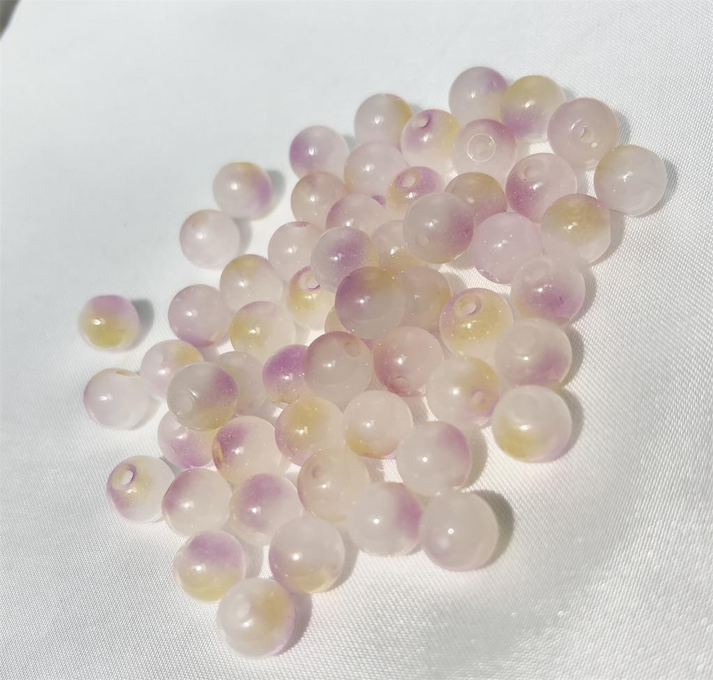 50pcs 8mm Glass Crack Imitation Jade Color Series Round Beads DIY Handmade Necklace Bracelet Loose Beads Jewelry Accessories