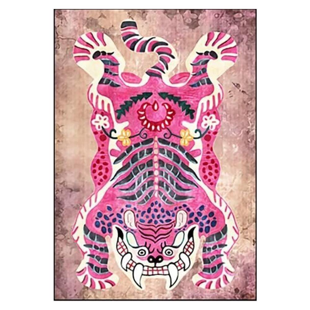 Retro Nordic Style Living Room Carpet Large Area Leopard Print Bedroom Rugs Machine Washable Foldable Non-slip Coffee Table Mats