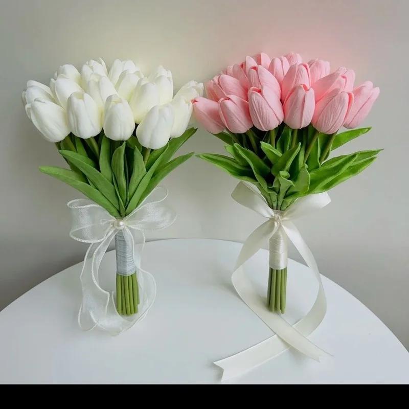 3/5Pcs Tulip Artificial Flowers Bouquet Real Touch PE Fake Flowers for Wedding Decoration Ceremony Decor Home Garden Decor