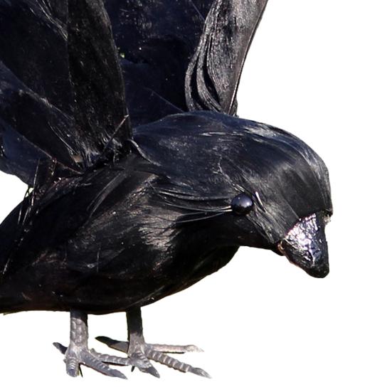 Artificial Crow Feathered Realistic Handmade Standing/Flying Foam Home Garden Decoration Mini Halloween Ornament Tree Simulation Animal Black Bird