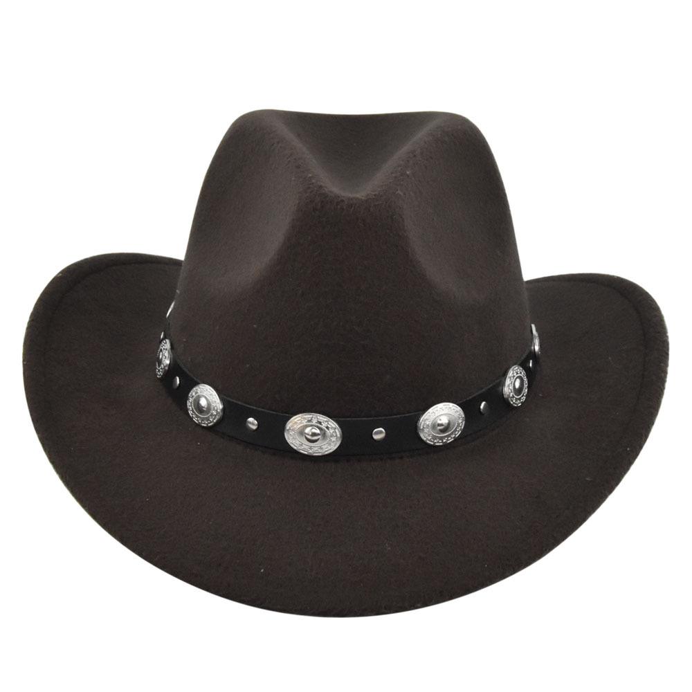 54-56-58 cm Unisex Western Cowboy Hat Vintage Roll Brim Felt Hat Suitable for, Western Cowboy Party, Bar Cowboy
