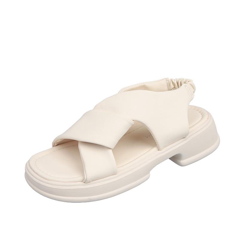 2025 Women's Stylish Thick-Soled Casual Sandals - Simple Solid Color Beach Shoes