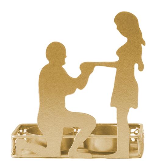 Yousheng Golden Couple Tealight Candle Holder Romantic Valentine's Day Dual Candlestick for Wedding Anniversaries Birthday Party Table Centerpiece