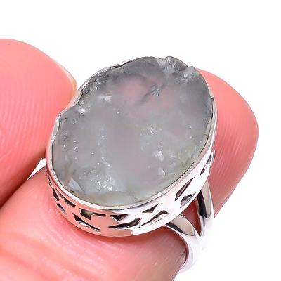 Natural Aquamarine Rough Gemstone 925 Solid Sterling Silver Gift Ring S.6 F7f34