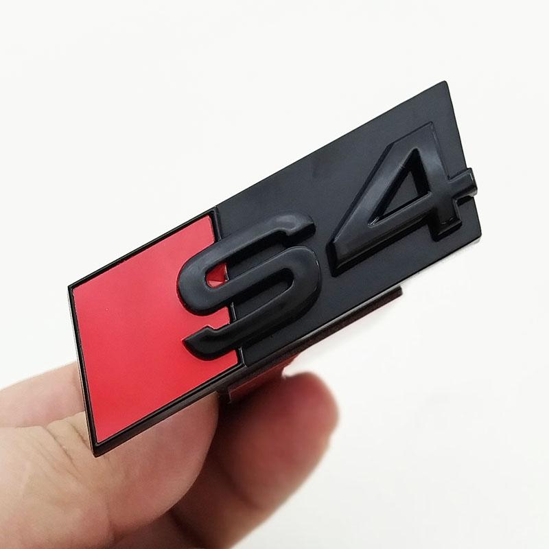 For c11 RS3 3D ABS Chrome Black Logo S3 S4 S5 S6 S7 S8 Emblem Car Front Grill Badge For c11 S 3 4 5 6 7 8 Auto Styling Accessories