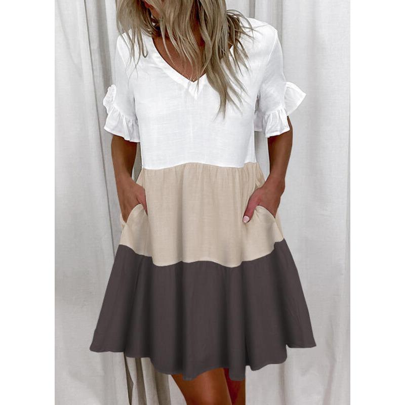 BITCED Fashion Summer Spring Short Sleeve V-Neck Casual Dresses