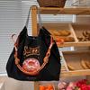 Japanese Style Handmade Waterproof Nylon Canvas Bag with Embroidered Patterns, Large Capacity
