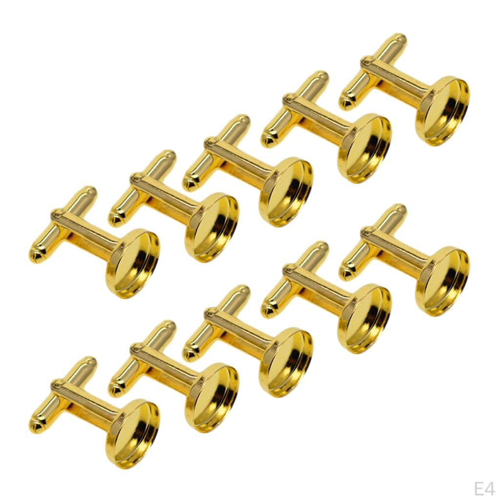 10 Cufflink Cabochons Setting Tray Glue Pad Round Bezel Fit 12mm