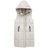 Large size long knee down cotton vest thickened cotton coat hooded autumn and winter sleeveless thick vest women's clothing