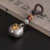 925 Silver Teapot Keychain for Men Funny Novelty Gift for Men Women Camping Keys Enthusiast Accessories
