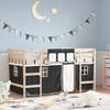 Vidaxl Children's Loft Bed, White-Black Curtains, 90X190 Cm