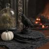 Nostalgie 3D Printed Crow Statue, Gothic Dark Academia Bird Sculpture, Matte Black Raven Figurine, Stable Rock Base for Desk Display Cabinet,