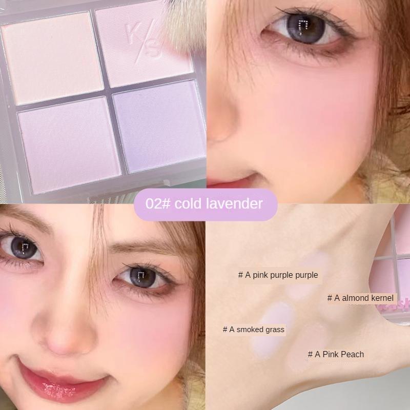 

Четырехцветная корректирующая палитра румян Natural Nude Metameric Blush Blush Purple Apricot Matte Highlight Corrective Finish