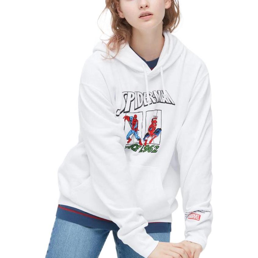 Uniqlo Logo Print Hooded Long Sleeve Sweatshirt Unisex sweatshirt White 455908-00