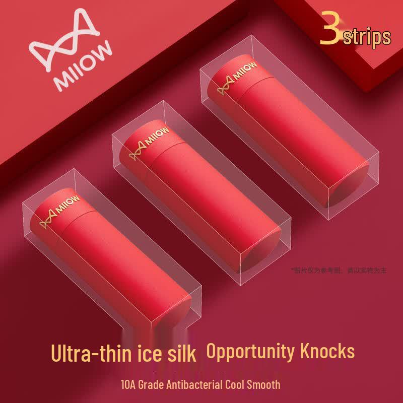 Miiow Men s Lucky Red Ice Silk Boxer Briefs 3-Pack 3XL