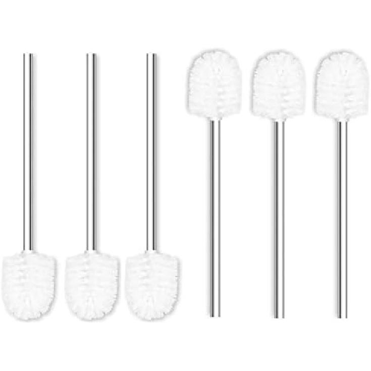 

6PCS Toilet Brush Plastic Toilet Brushes Toilet Bowl Cleaner Brush Toilet Replacement Brush Bathroom Cleaning Brushes with Stainless Steel Handle. белый