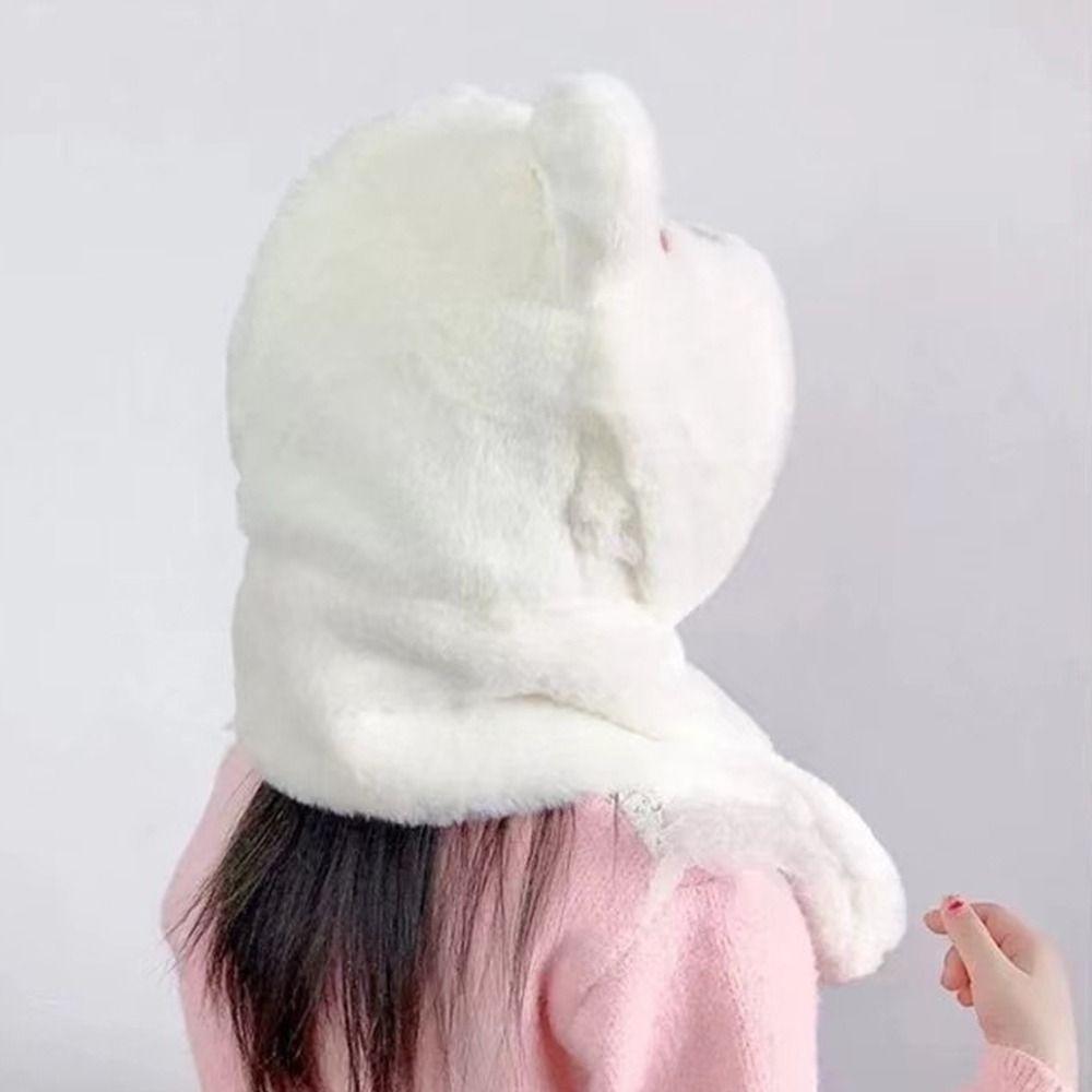 Thickening Kids Scarf Hat Integrated Warm Ear Protection Cap Cute Baby Winter Hat  Children