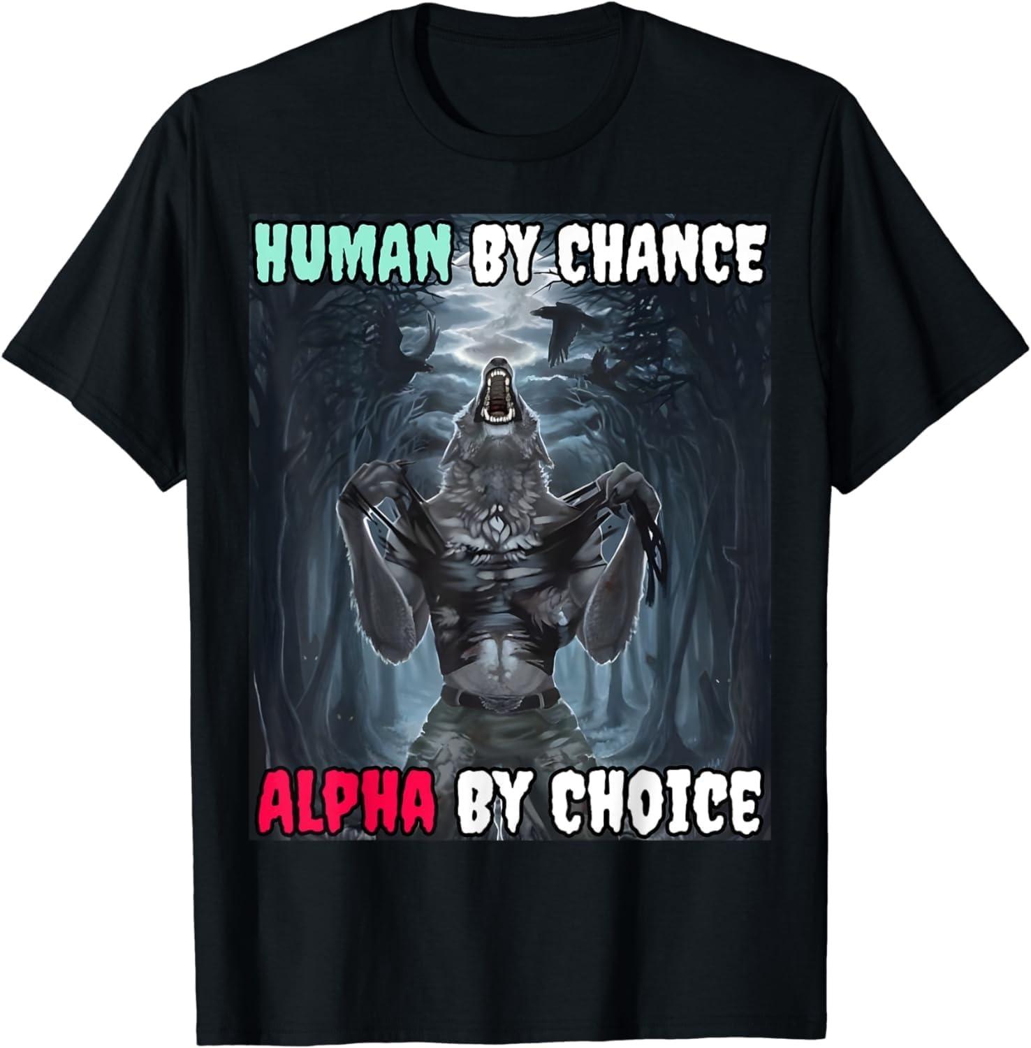 YYUUYUU Человек по случайности Альфа по выбору Крутая Забавная футболка с мемом Альфа-волк S
