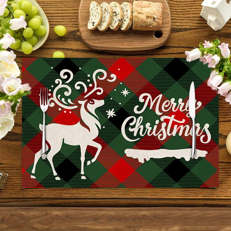 New Year Christmas Table Mat Print: Simple Home Tablecloth Placemat and Decoration