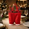 Santa Claus Pants Gift Holders Shaped Christmas Candy Bag, Large Wine Bottle Holder with Festival Pouches Handle, Holiday Treat Tote for Party