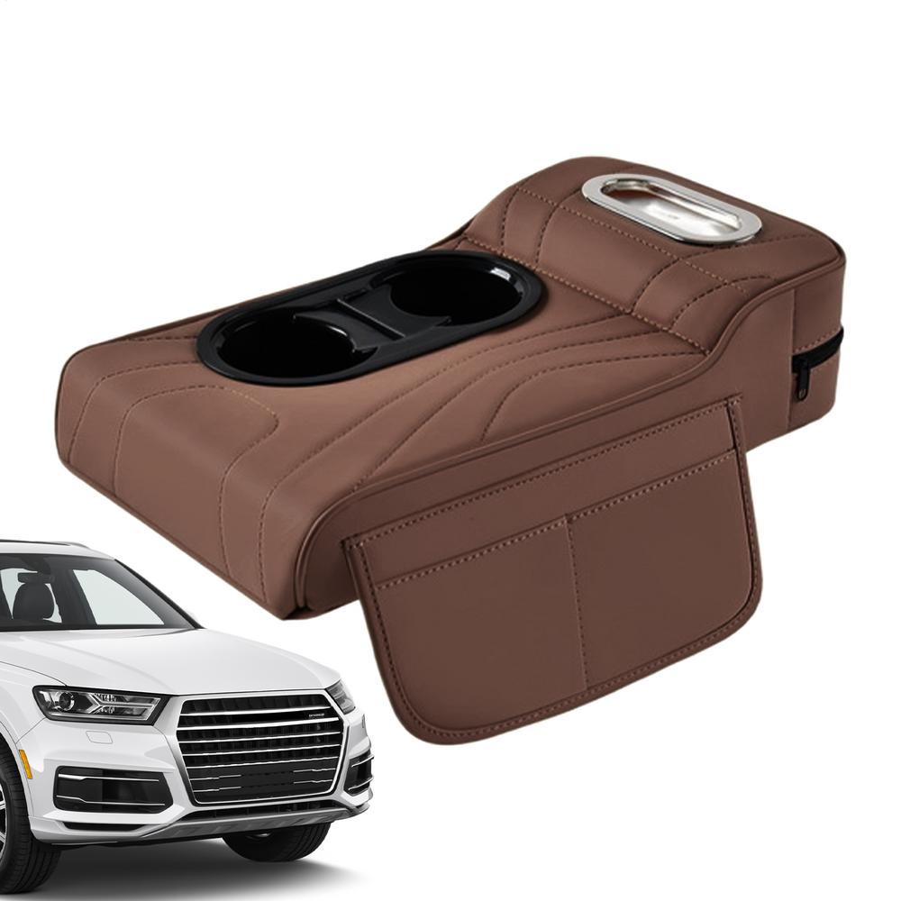 Car Armrest Cushion Leather Arm Rest Pillow Booster Pads Armrest Cushion For Car Console For SUV RV Truck Sedan Vehicle Auto