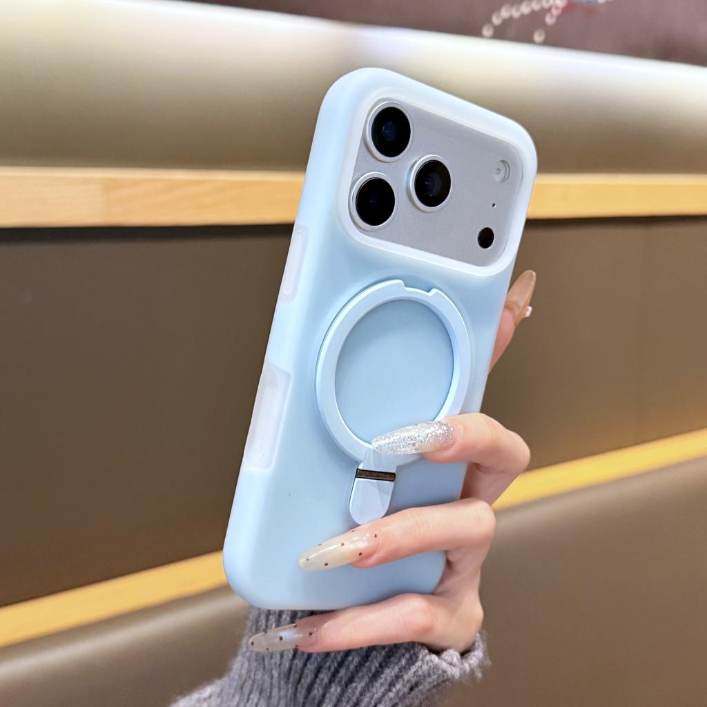 Stand Holder For Magsafe Wireless Charge Kickstand Case For iPhone Air 17 16 15 Pro Max Jelly Neon Silicone Shockproof Cover