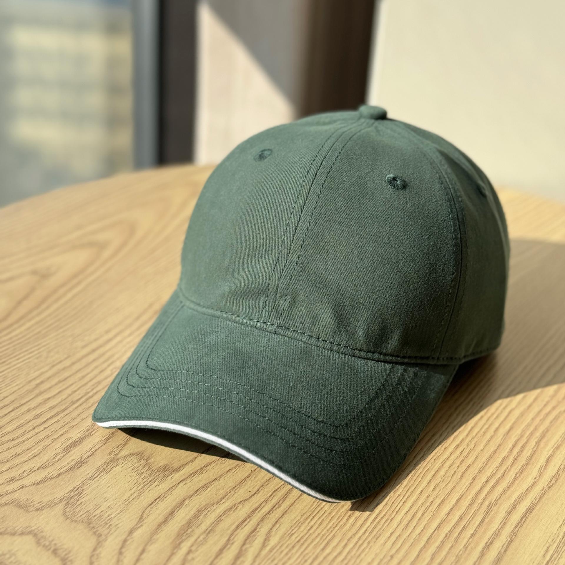 

New style large head circumference soft-top baseball cap for women, versatile sports hat for men, makes the face look smaller, wide-brimmed duckbill Adult54-60Adjustable темно-зелений колір