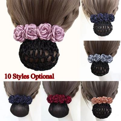 For Banks Hotels Staff Bow Barrette Bow Women Snood Hairnet Flower Hair Bun Cover Net