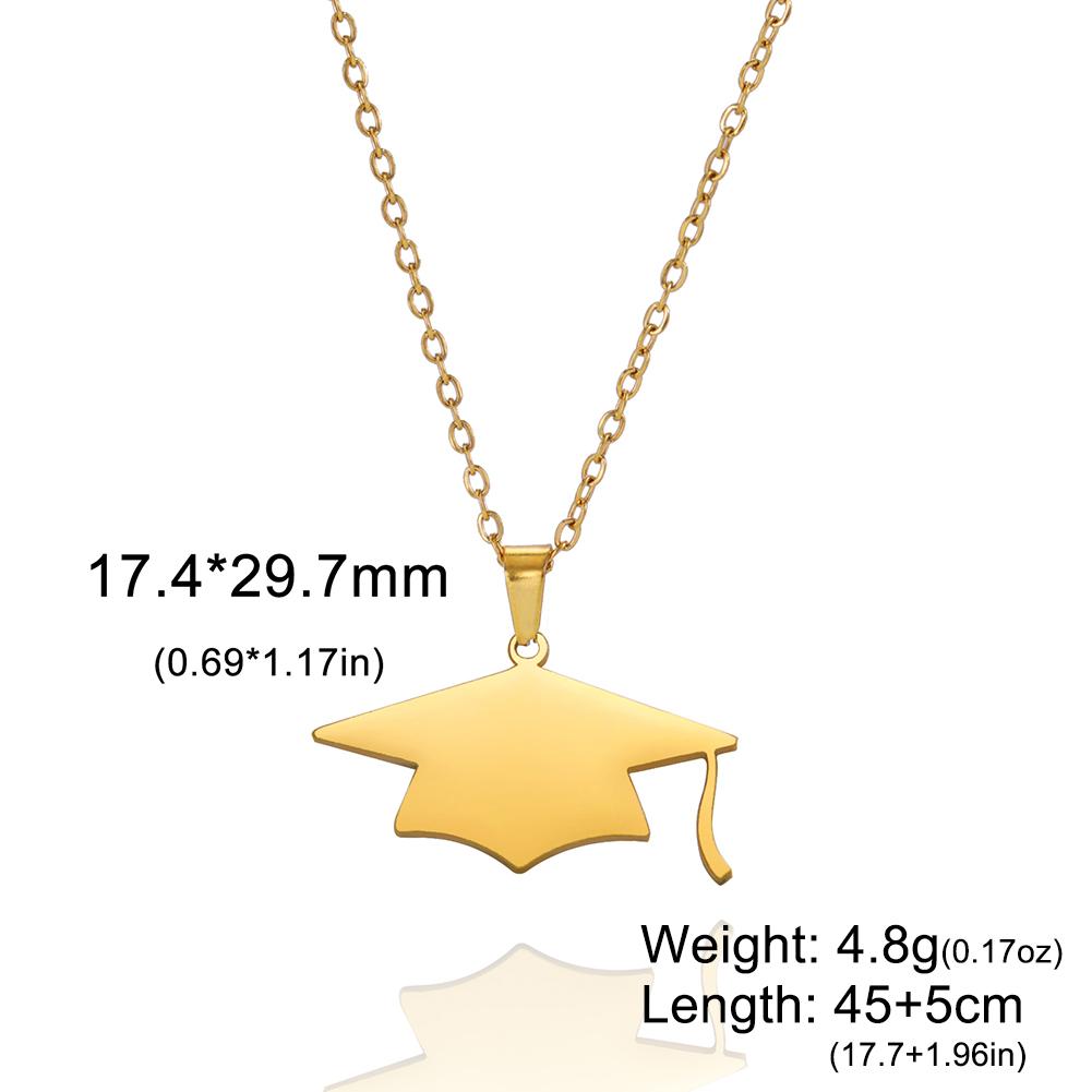 Lucktune Graduate Hat Pendant Necklace Stainless Steel Women Men Bachelor Cap Necklace School Graduation Jewelry Students Gift