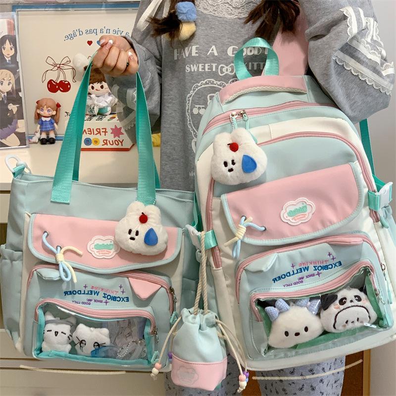 School Bag Contrasting Color School Bag Female High Value Sweet Beauty Child
