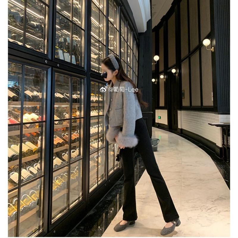 ~ Square head word with light mouth velvet to increase height thick heel Mary Jane single shoes women