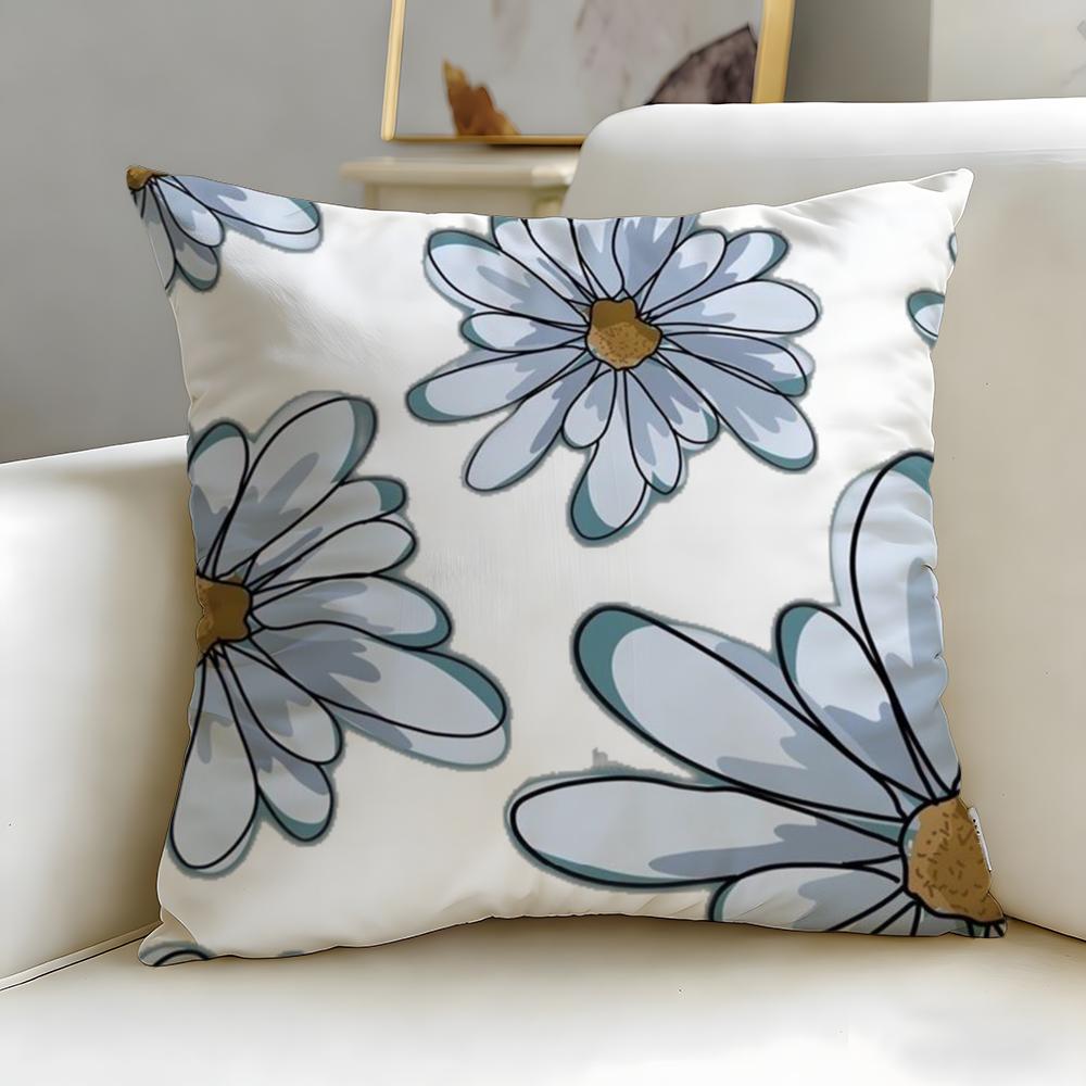 classic pattern Line Flowers Cushion Cover Soft  EasyWash Pillow Case  Versatile for Couch Bed Travel and Office