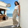 Pantaloni da Donna a Vita Media con Elastico Gamba Larga Casual con Tasche Multiple Monocolore Vestibilità Larga Pantaloni Lunghi da Ufficio e Quotidiano
