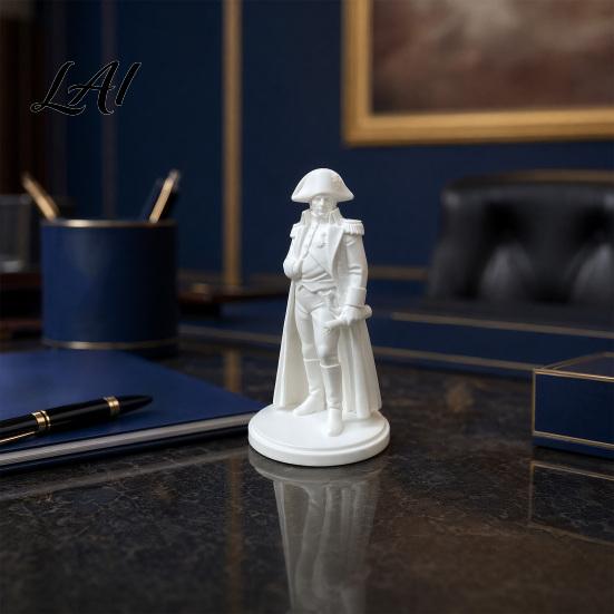 DIY Paintable Statue 3D Printed Napoleon with Military Coat Turban & Scroll Vintage Historical Desktop Decor Matte White Figurine Figurine,