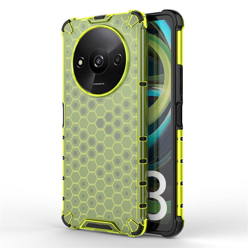 Shockproof Transparent Case For Xiaomi Poco C61 Honeycomb Armor Phone Back Case For Poco C61 Case Cover For Poco C61 6.71 inch