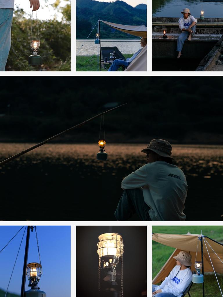 CAMPING MOON T-4-CB Portable 2-Way Mini Gas Lantern for Camping, Compatible with OD Cans and CB Cans