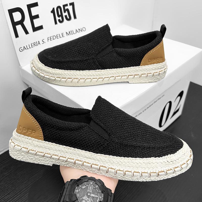 2025 New Canvas Men's Shoes Summer Casual Old Beijing Linen Shoes Men's Lazy One-pedal Fisherman Tide Shoes