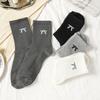 New Women's Spring and Autumn Embroidery Bow Mid-calf Socks Combed Cotton Women's Socks