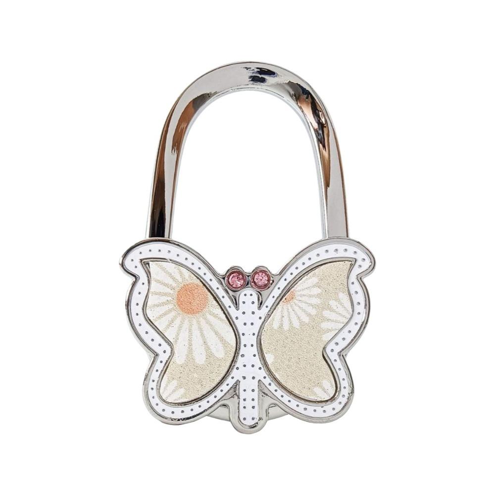 Durable Foldable Butterfly Purse Hook Floral Pattern Portable Handbag Hanger Creative Alloy Handbag Hook for Women