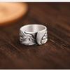 Adjustable Open Ring Men Women Vintage Floral Lotus Design Plated Geometric Band Unisex Fashion Jewelry