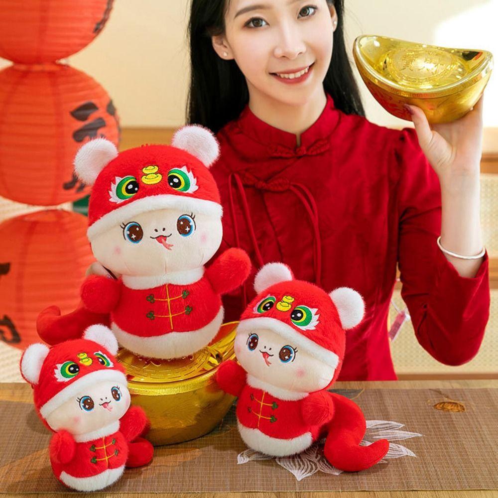 Tiger Head Hat Snake Year Plush Toy The God of Wealth Lucky Snake Doll Plushies  Children